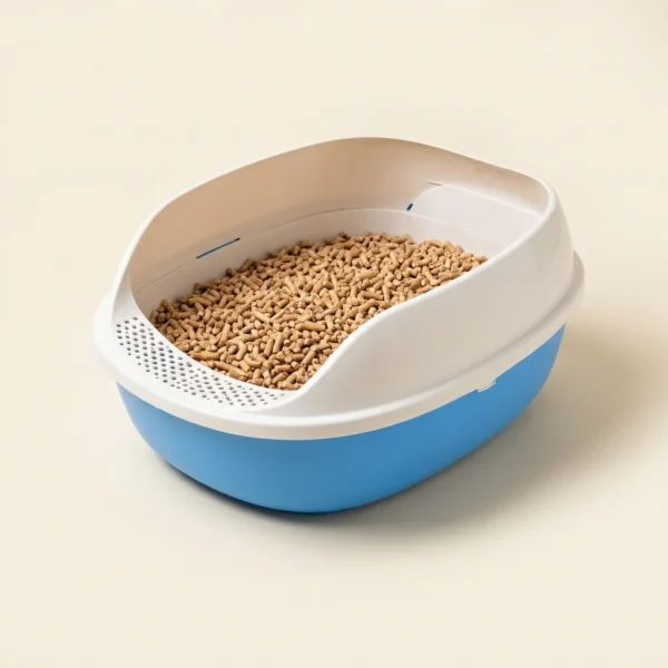 Arenero grande de bordes altos para gato