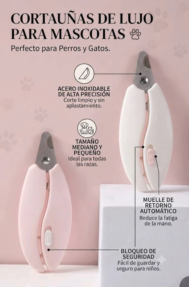 Cortaúñas de acero en rosa y en blanco
