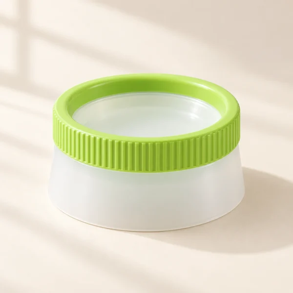 Cuenco circular blanco con aro verde para mascotas