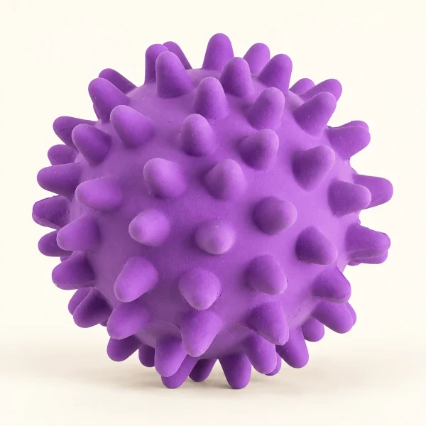 Pelota morada de caucho con púas redondeadas