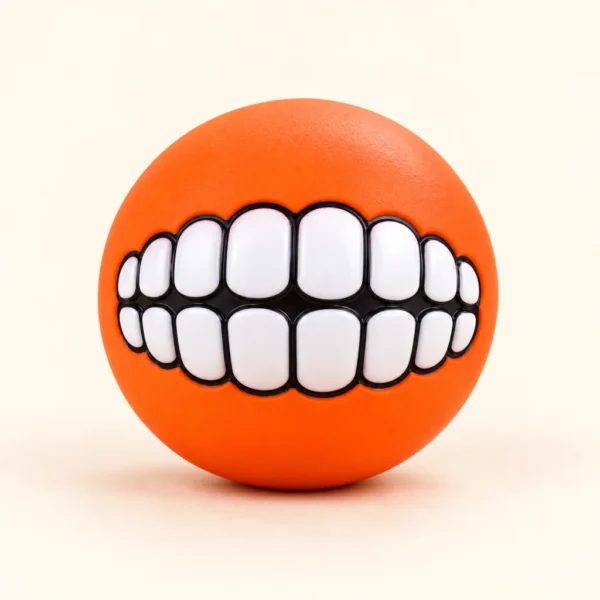 Pelota con dientes de broma para perro
