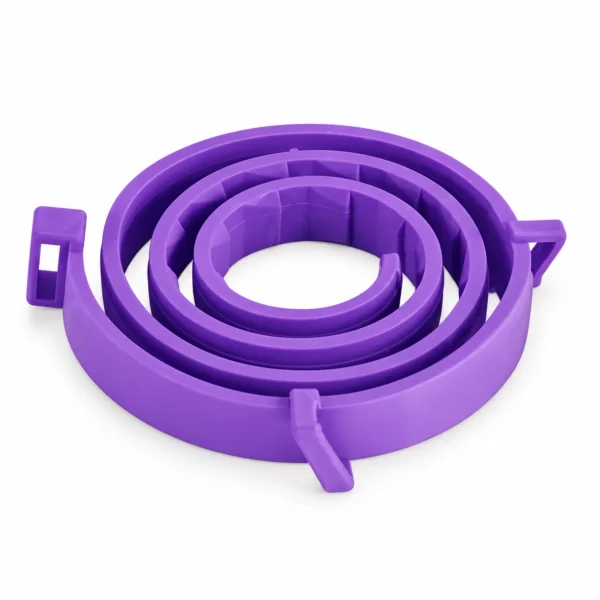 Collar antiestrés ajustable morado para perros, enrollado