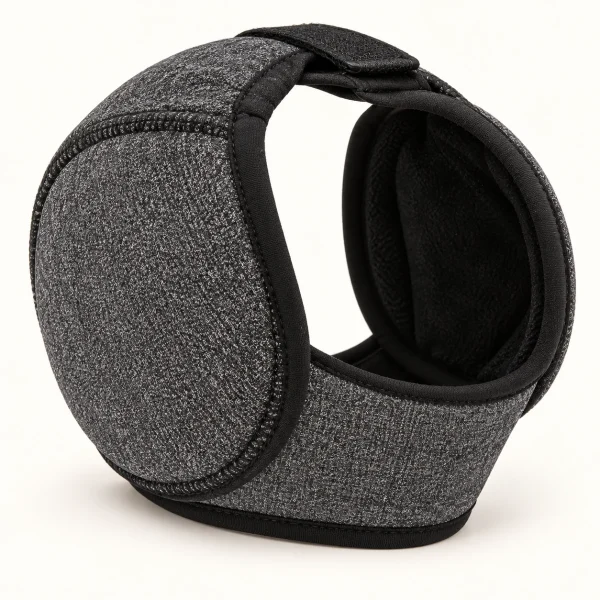 Orejeras acolchadas gris oscuro con bordes negros y diadema ajustable